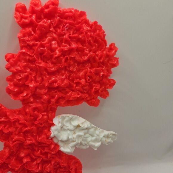 Vintage Melted Plastic Popcorn Cupid Decoration Valentine's Day 10" High - Picture 5 of 16